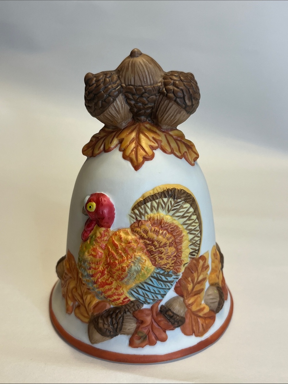 Flawless Vintage Russ Berrie Ceramic Thanksgiving Turkey Harvest Bell - #15814